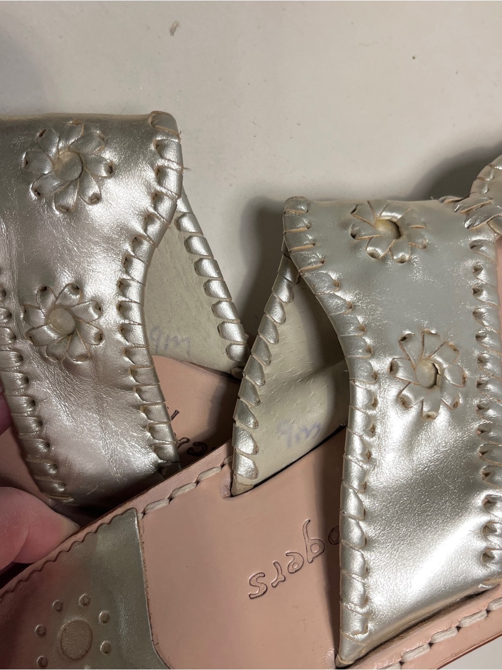 Jack Rogers Platinum Metallic Navajo Thong Sandals - Picture 4 of 4
